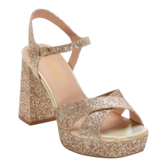 Pop Women's Size 10 M Cultured Heeled Sandals Gold tone Glitter Sparkles 10M - Picture 1 of 13